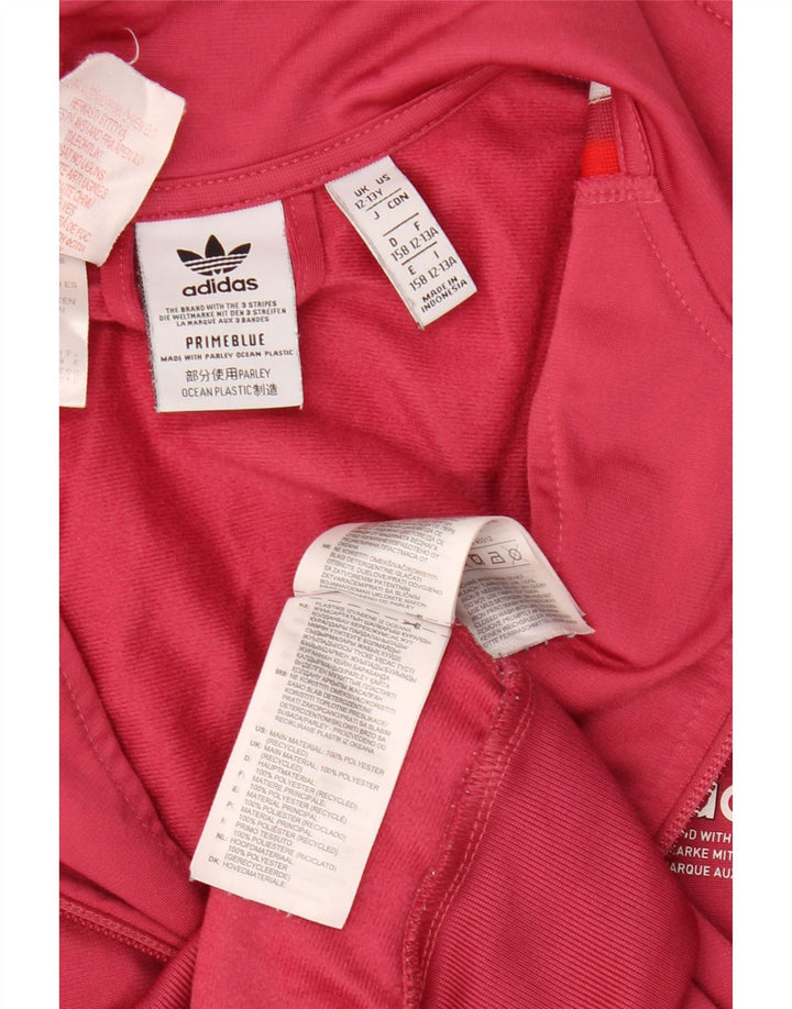 ADIDAS Girls Tracksuit Top Jacket 12-13 Years Pink Polyester