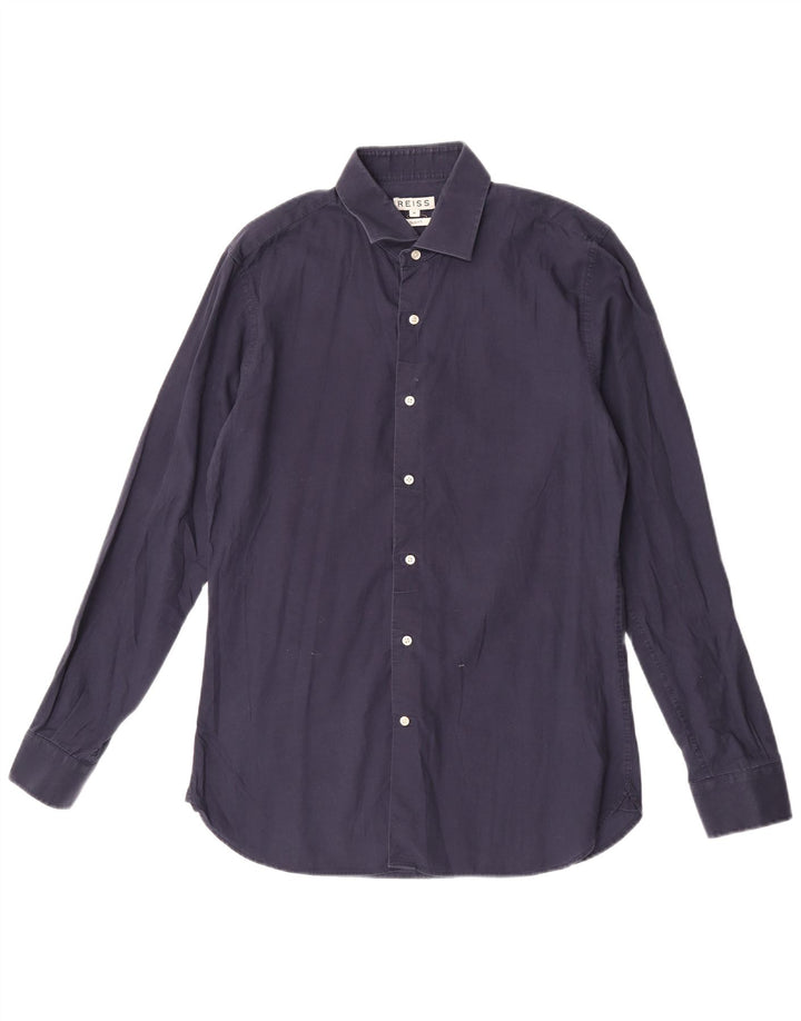 Reiss Herren-Slim-Fit-Hemd aus mittelblauer Baumwolle