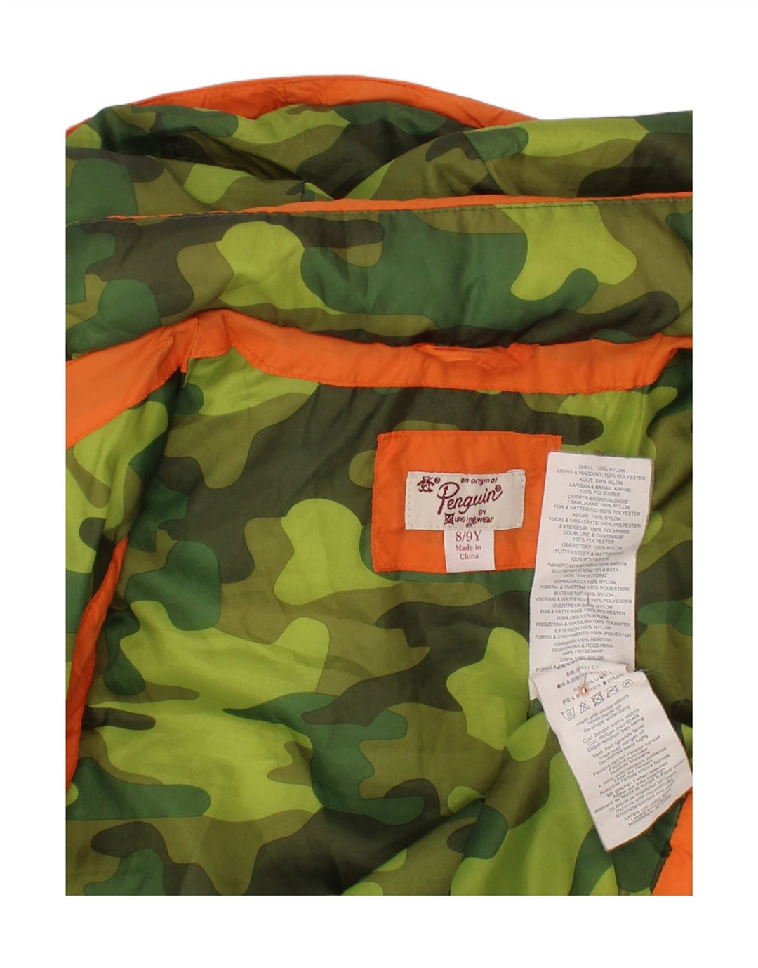 PENGUIN Wattierte Weste für Jungen mit Kapuze, 8–9 Jahre, orangefarbenes Polyester