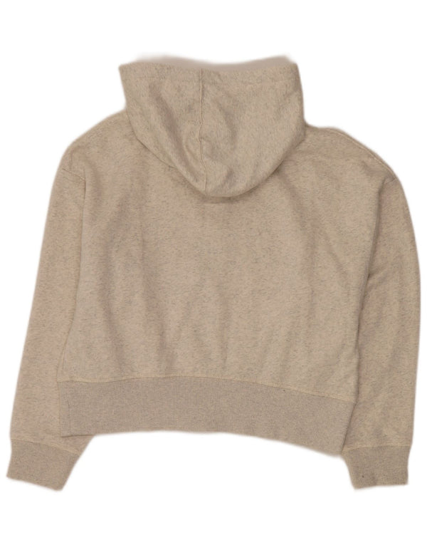 CALVIN KLEIN Damen Crop Zip Hoodie Pullover UK 10 Small Off White Flecked