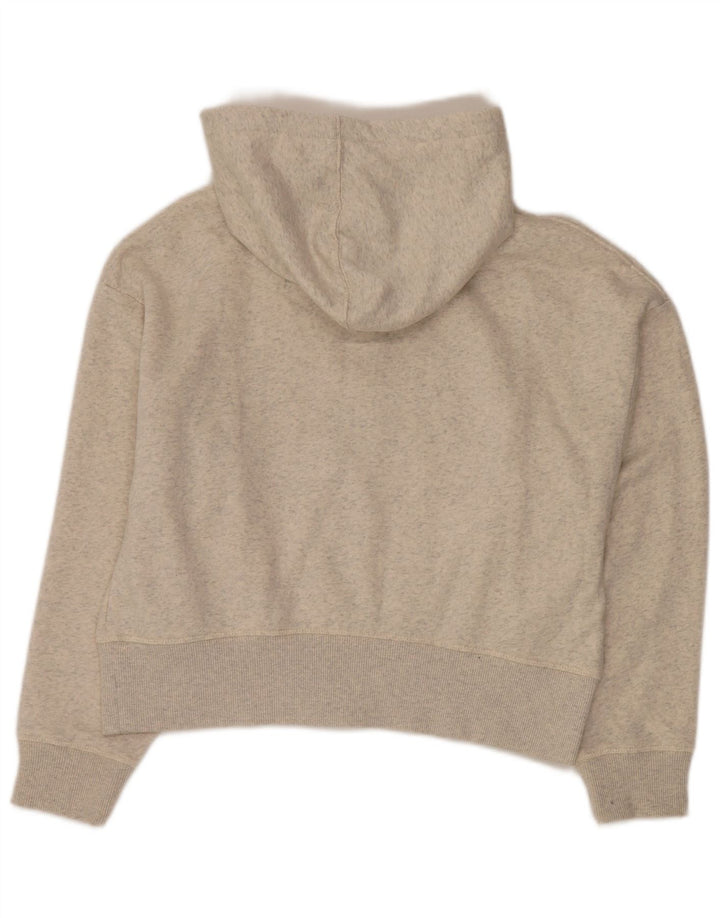 CALVIN KLEIN Damen Crop Zip Hoodie Pullover UK 10 Small Off White Flecked