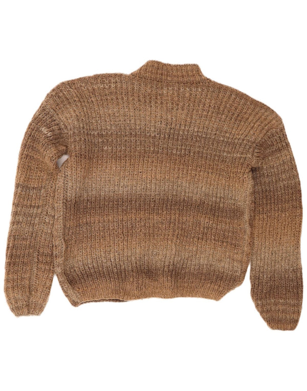 Vintage Damen Cardigan Pullover UK 16 Groß Braun meliert