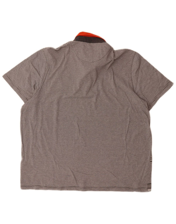 Ted Baker Herren-Poloshirt, Größe 6 2XL, grau gestreifte Baumwolle
