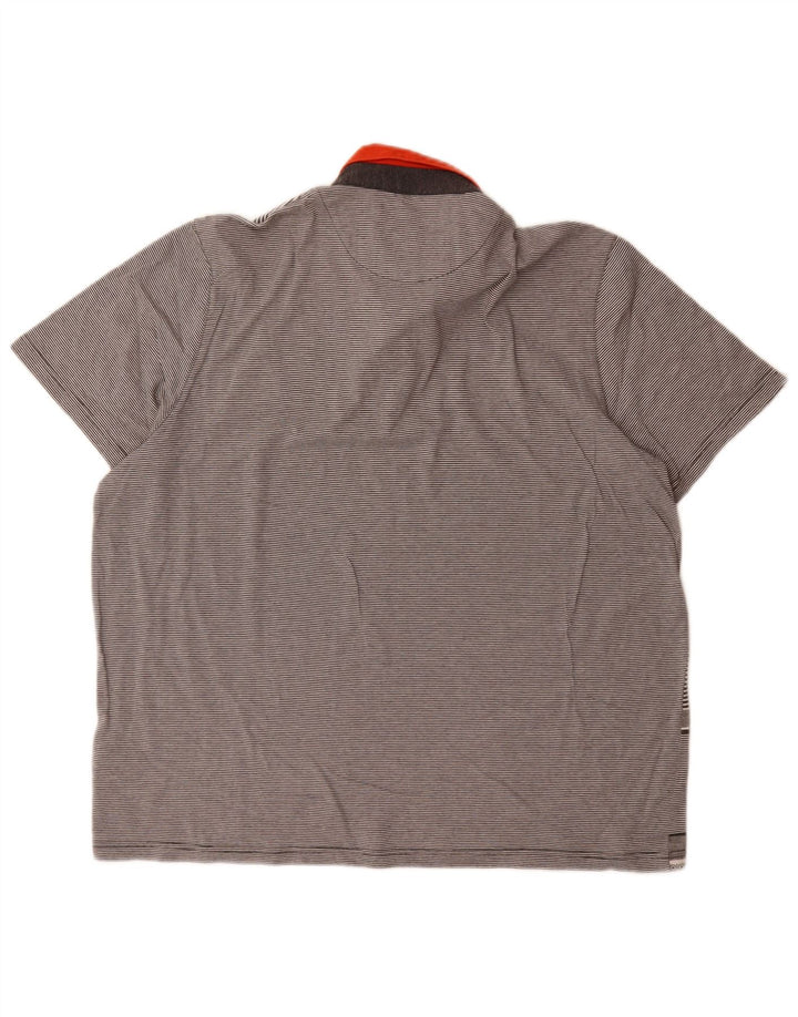 Ted Baker Herren-Poloshirt, Größe 6 2XL, grau gestreifte Baumwolle