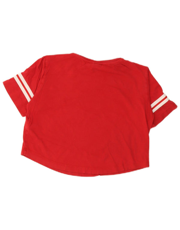 Champion Damen Crop Graphic T-Shirt Top UK 10 Small Rot Baumwolle