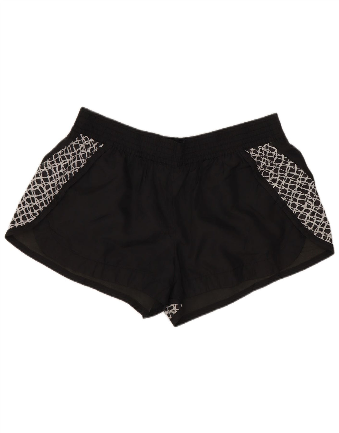 NIKE Damen Sportshorts UK 14 Großes schwarzes geometrisches Polyester