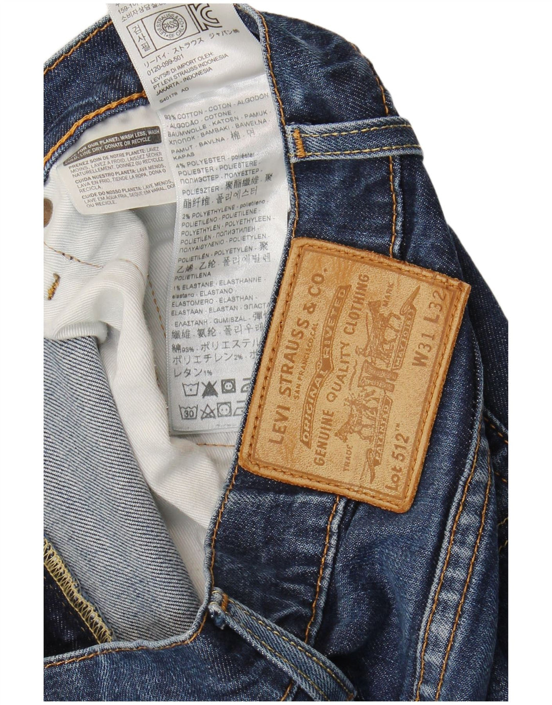 Levi's Herren 512 Slim Tapered Jeans W31 L32 Marineblaue Baumwolle