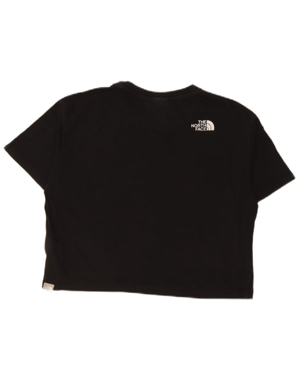 The North Face Damen Crop Graphic T-Shirt Top UK 14 Mittelschwarze Baumwolle
