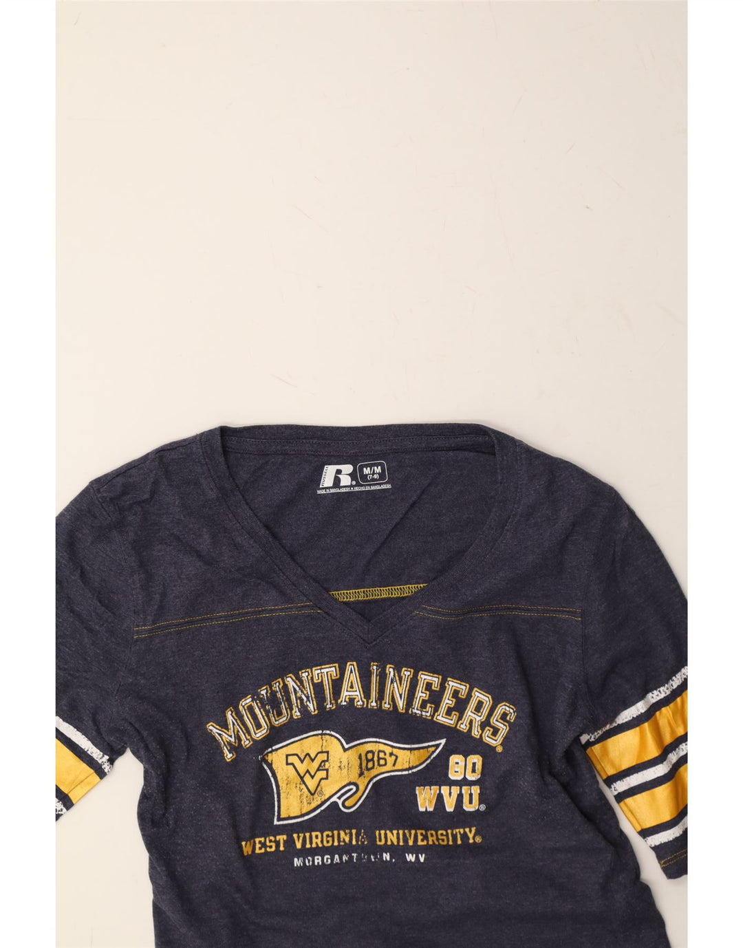 RUSSELL ATHLETIC Boys Graphic T-Shirt Top 7-8 Years Medium Navy Blue Vintage Russell Athletic and Second-Hand Russell Athletic from Messina Hembry 