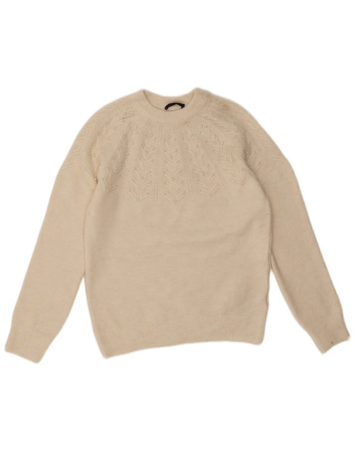 Marks & Spencer Damen-Pullover mit Rundhalsausschnitt, Gr. 10, Größe S, gebrochenes Weiß
