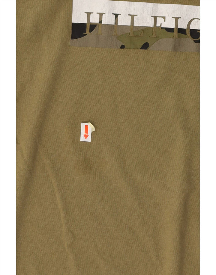 TOMMY HILFIGER Herren Grafik T-Shirt Top Medium Khaki Baumwolle