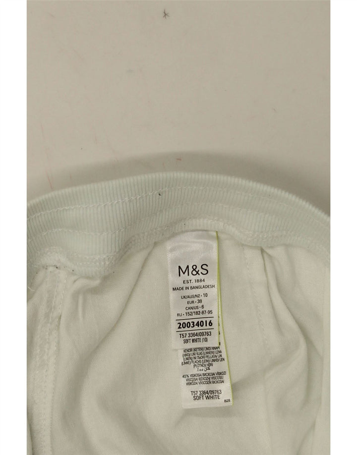 MARKS & SPENCER Damen Chinoshorts UK 10 Small W28 Weißer Farbblock