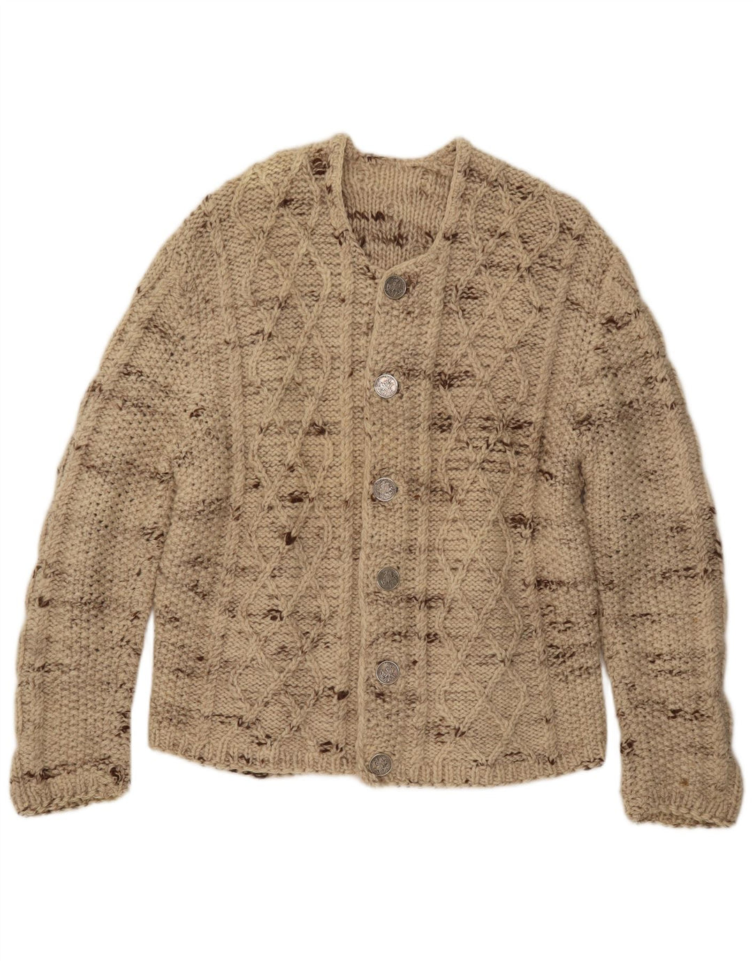 Vintage Herren-Cardigan-Pullover, groß, beige meliert