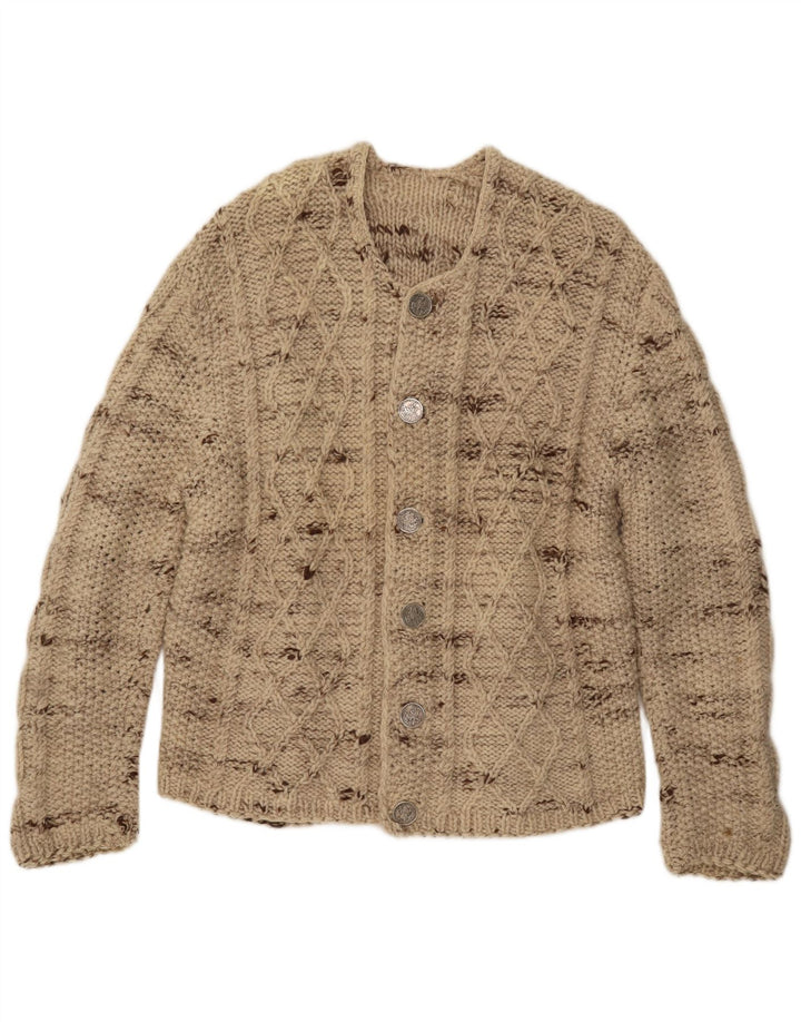 Vintage Herren-Cardigan-Pullover, groß, beige meliert