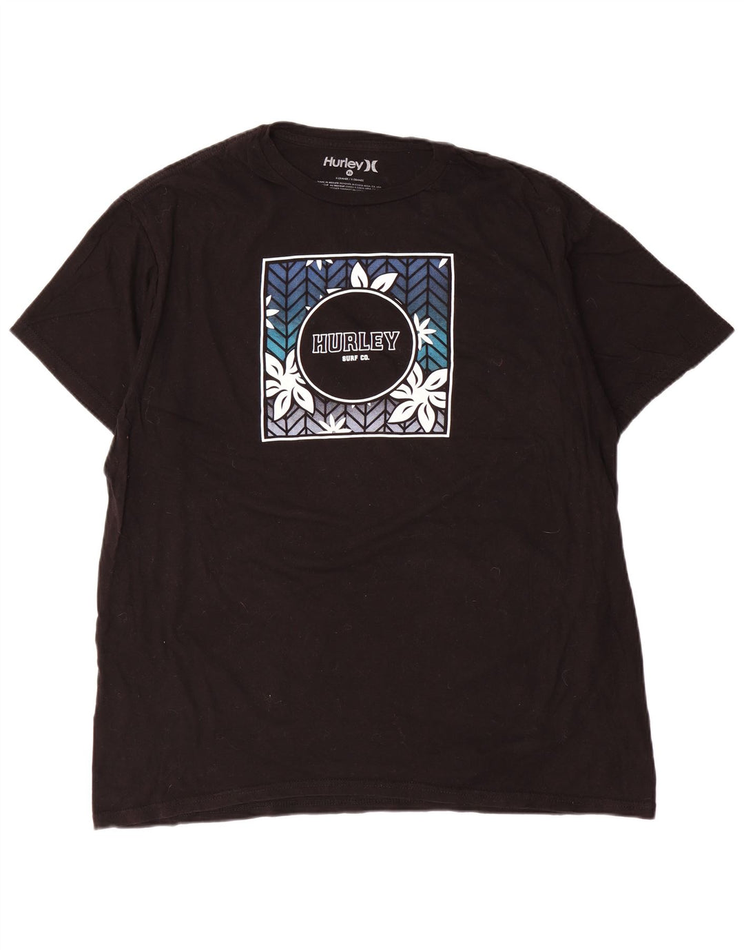 Hurley Herren Grafik-T-Shirt-Oberteil XL Schwarz