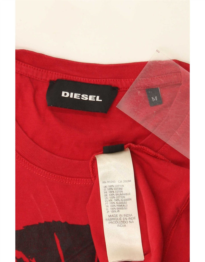 Diesel Herren Grafik-T-Shirt-Oberteil aus mittelroter Baumwolle