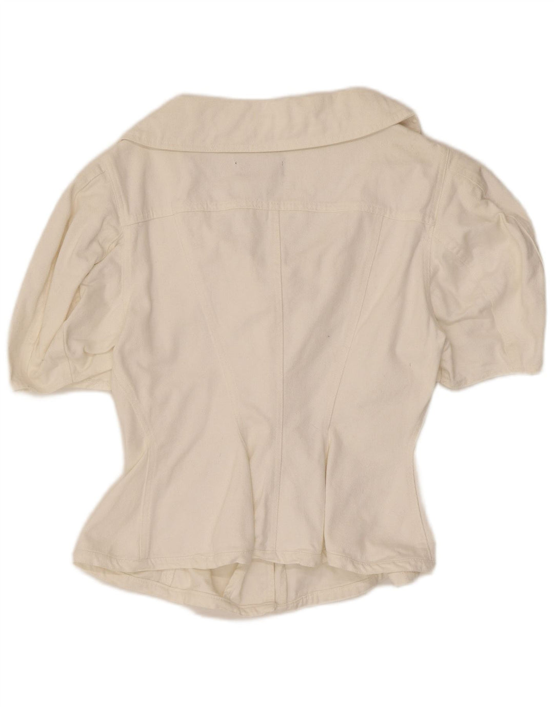 Vintage Damen Kurzarm-Hemdbluse UK 12 Mittelweiß