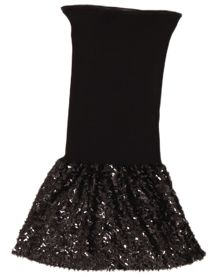 Sisley Damen Trägerloses Kleid UK 12 Mittelschwarze Wolle
