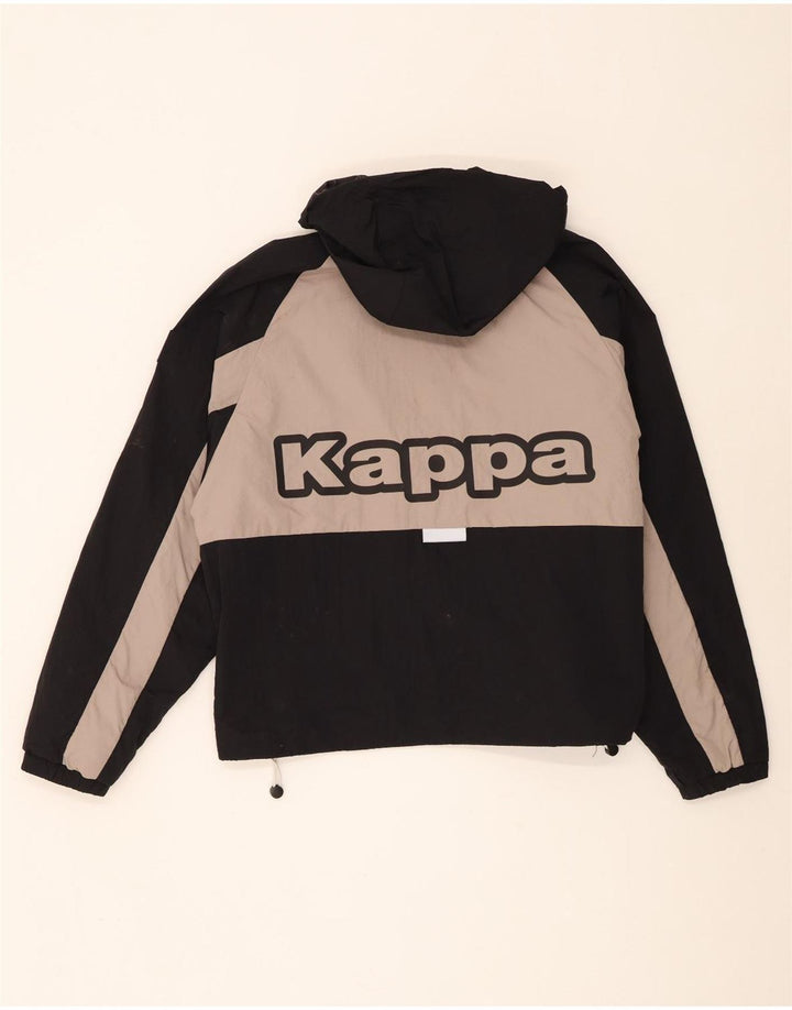 Kappa Damen Übergroße grafische Windjacke UK 14 Medium Schwarz