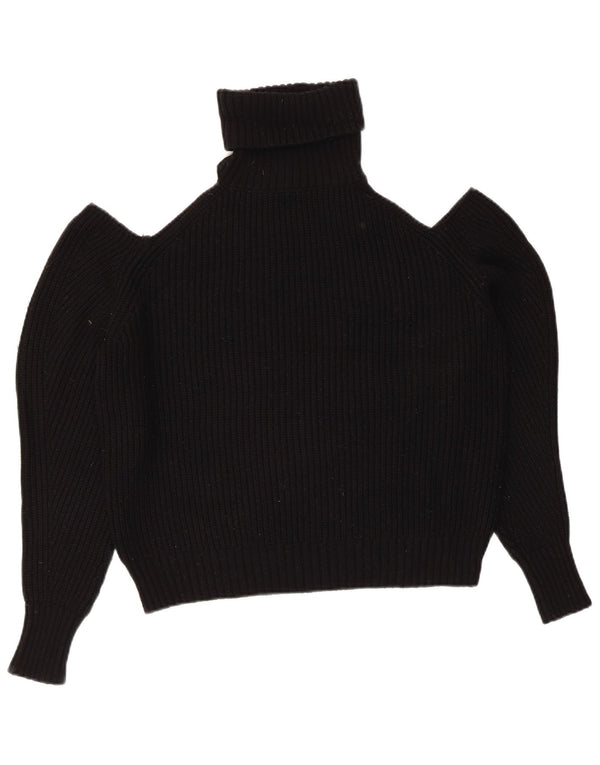 Zara Damen Crop Oversized Rollkragenpullover Pullover UK 10 Small Schwarz