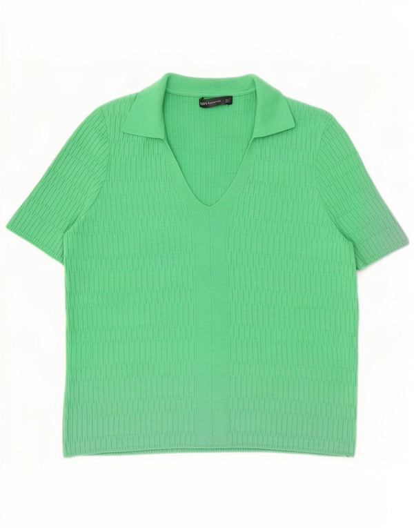 Marks & Spencer Damen Poloshirt UK 16 Large Grüne Viskose