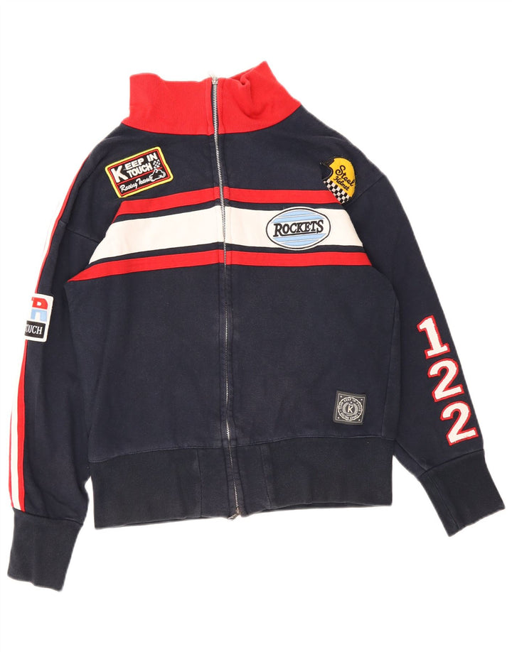Vintage Herren Motorstyle Trainingsanzug Top Jacke Klein Marineblau Retro