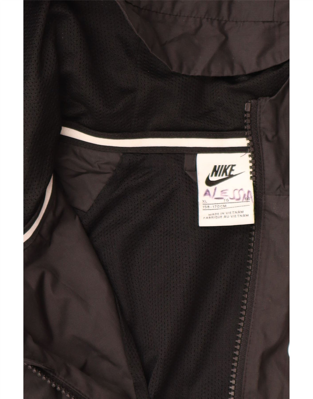 NIKE Jungen-Regenjacke mit Kapuze, 13–14 Jahre, XL, schwarzes Polyester