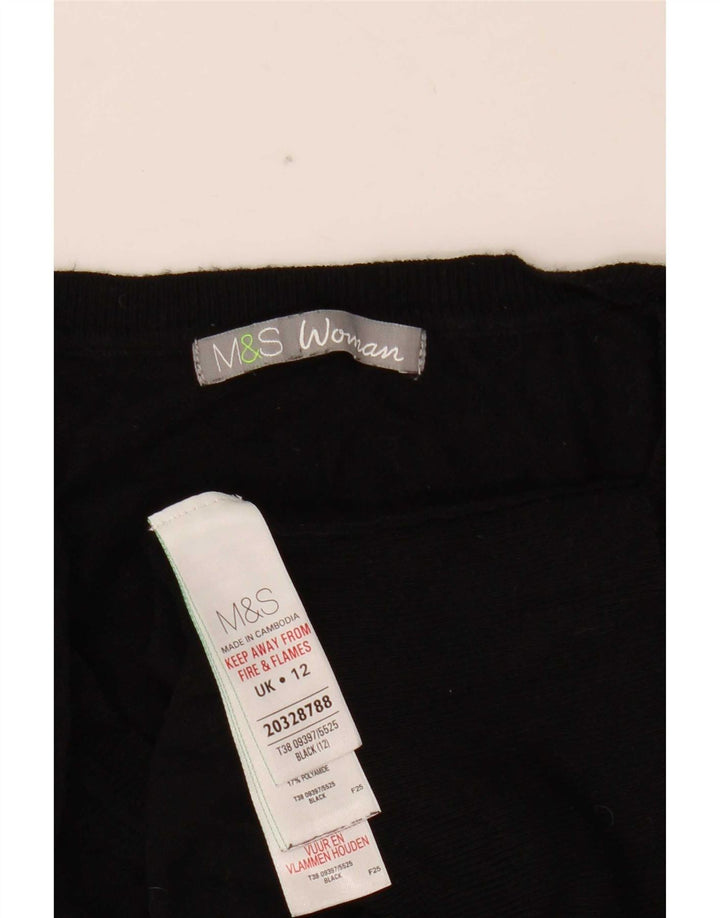 Marks & Spencer Damen Crop Pullover mit V-Ausschnitt, UK 12, Mittelschwarz