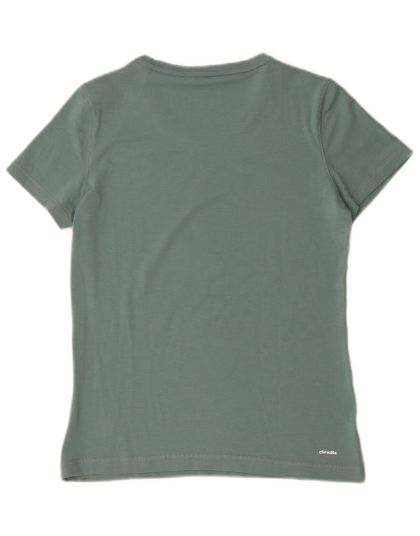 Adidas Damen Climalite T-Shirt Top UK 12/14 Mittelgrüne Baumwolle