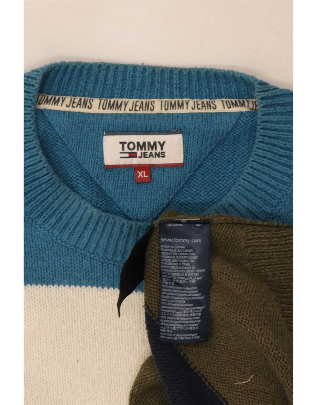 Tommy Hilfiger Herren-Pullover mit Rundhalsausschnitt, XL, mehrfarbig gestreift