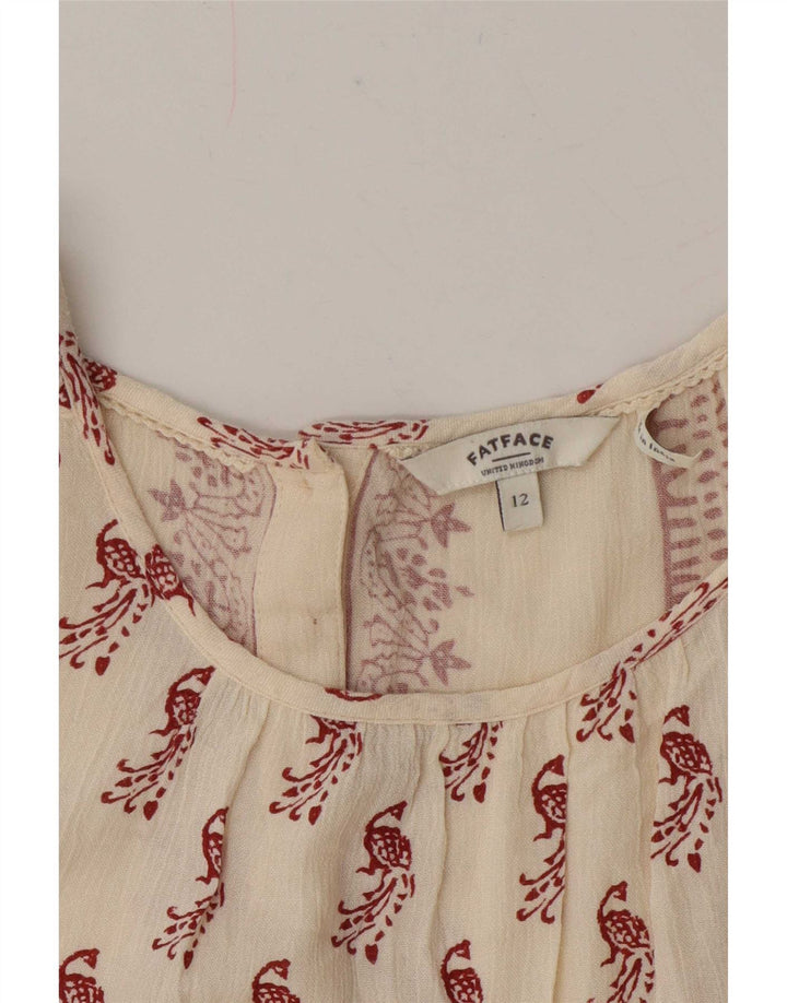 Fat Face Damen-Tunika-Oberteil mit abstraktem Muster, UK 12, Mittel, gebrochenes Weiß