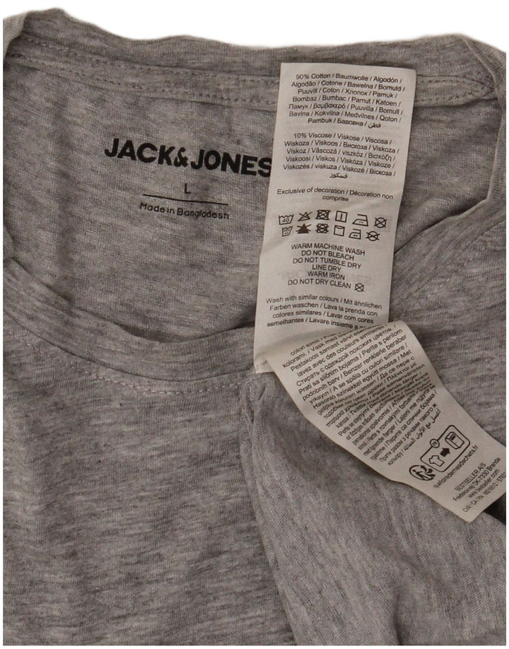 JACK & JONES Herren T-Shirt Top Large Grau Viskose