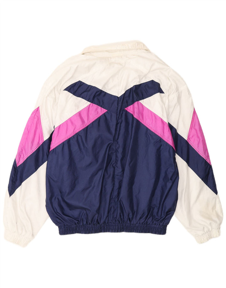 Vintage Herren-Trainingsanzug-Oberteil, große, mehrfarbige Colourblock-Polyamidjacke