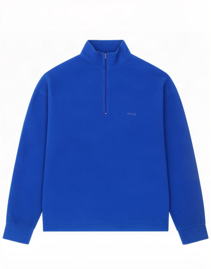 Fila Herren-Fleecepullover mit Reißverschluss am Hals, IT 52, großes blaues Polyester