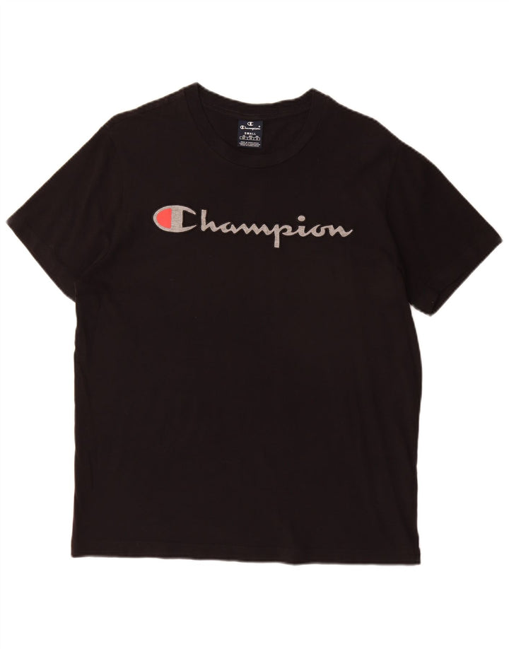 CHAMPION Herren-T-Shirt mit Grafik, Größe S, schwarze Baumwolle