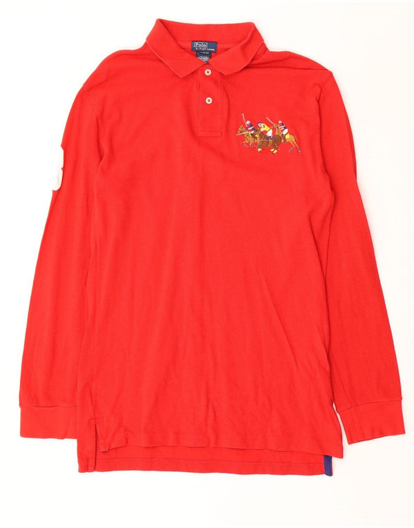 Polo Ralph Lauren Jungen-Langarmshirt mit Grafik, 15–16 Jahre, XL, rote Baumwolle