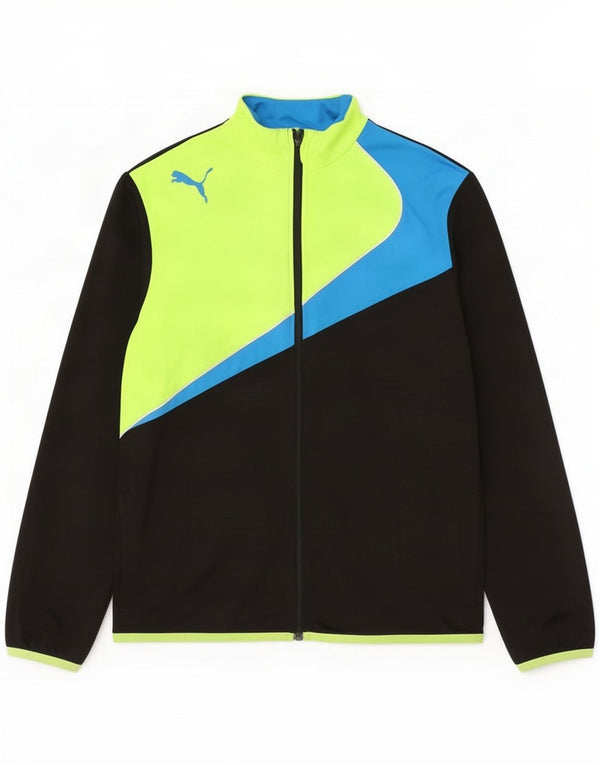 Puma Jungen-Trainingsanzug-Top-Jacke, 15–16 Jahre, schwarzes Farbblock-Polyester