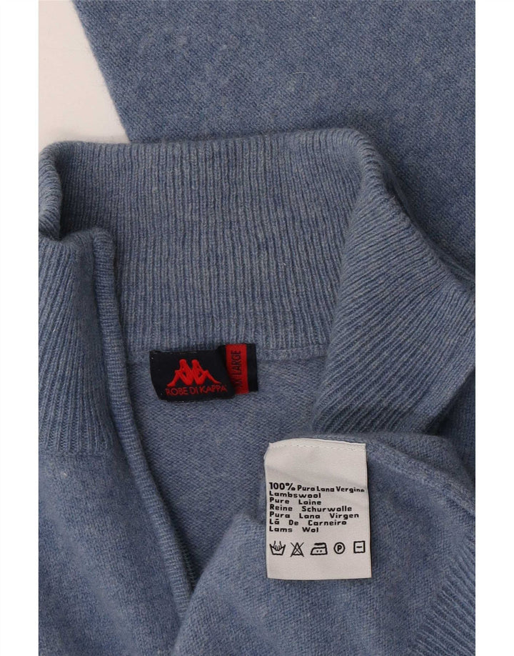 Kappa Herren-Pullover mit Reißverschluss am Hals, 2XL, blau gefleckte Schurwolle
