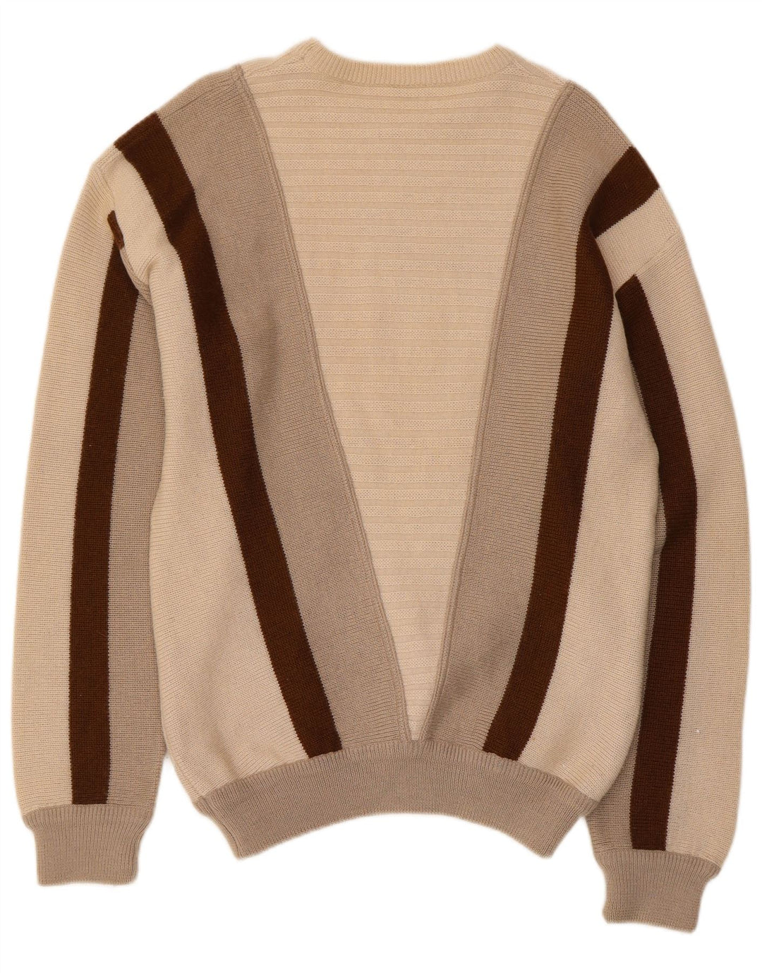 Orville Herren-Pullover mit Rundhalsausschnitt, Mittelbeigefarbene Blockwolle