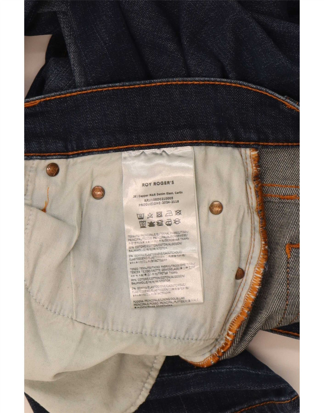Roy Rogers Herren Slim Jeans W35 L30 Blaue Baumwolle