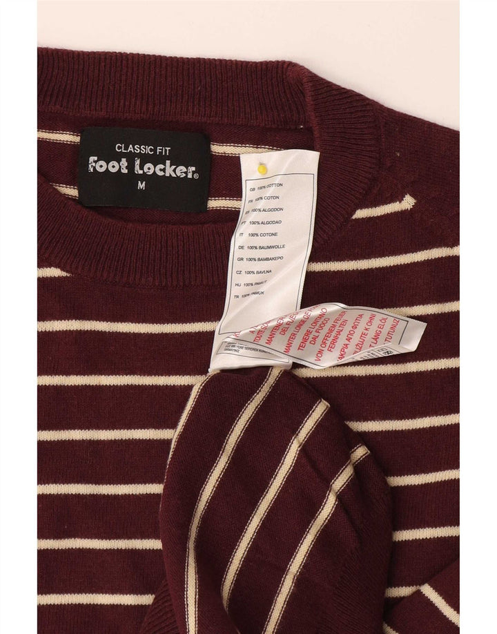 Foot Locker Herren-Pullover mit Rundhalsausschnitt, mittlerer Burgunderrot gestreift