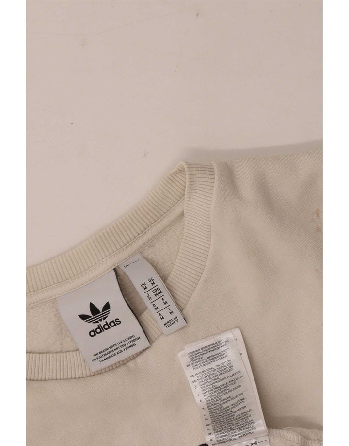 Adidas Damen Grafik-Sweatshirt-Pullover UK 14 Mittelweiße Baumwolle