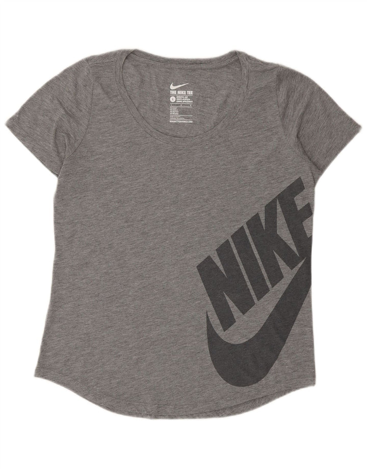 NIKE Damen Athletic Cut Graphic T-Shirt Top UK 14 Large Grau Polyester