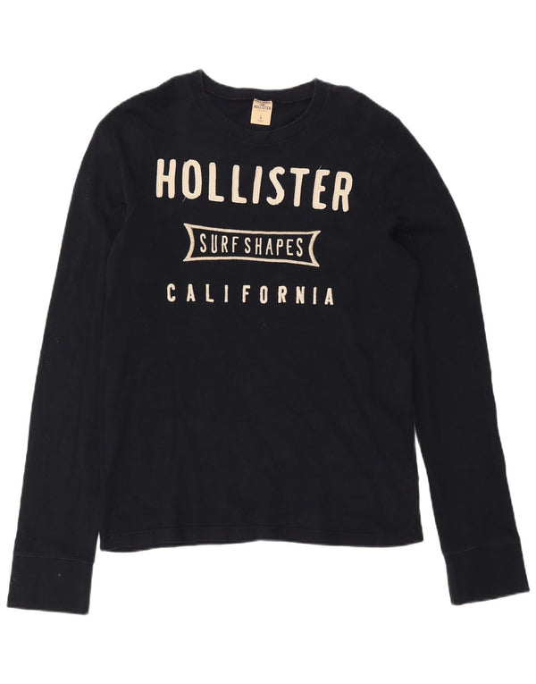 Hollister Mens Graphic Top Long Sleeve Large Black Cotton
