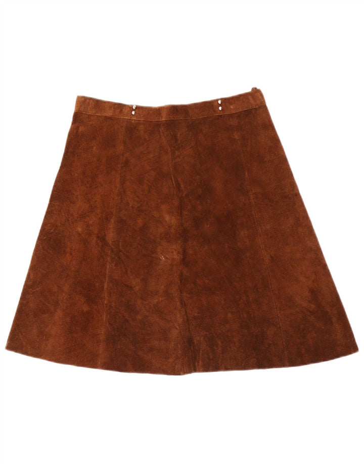 Vintage Damen Wildleder A-Linie Rock W28 Mittelbraun