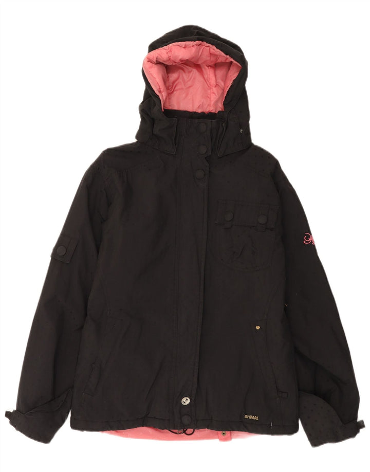 ANIMAL Damen-Windbreakerjacke mit Kapuze, UK 10, Größe S, Schwarz, Polyamid