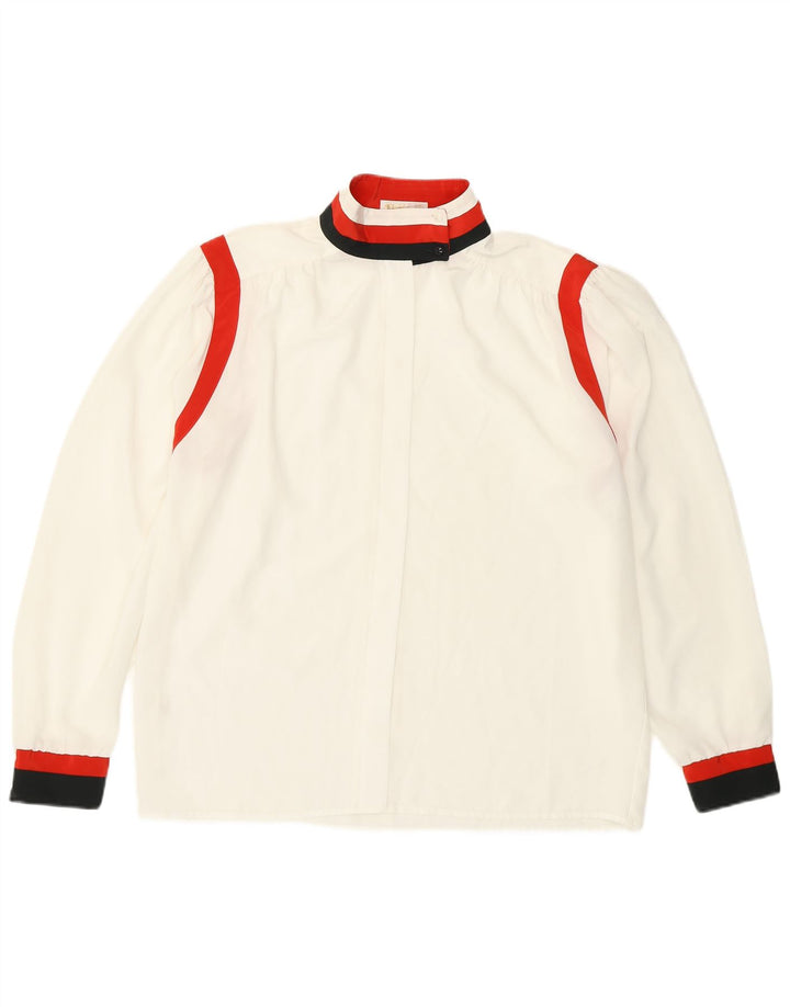 Mona Damen-Hemdbluse, UK 44, Größe L, Weiß, Colourblock-Polyester