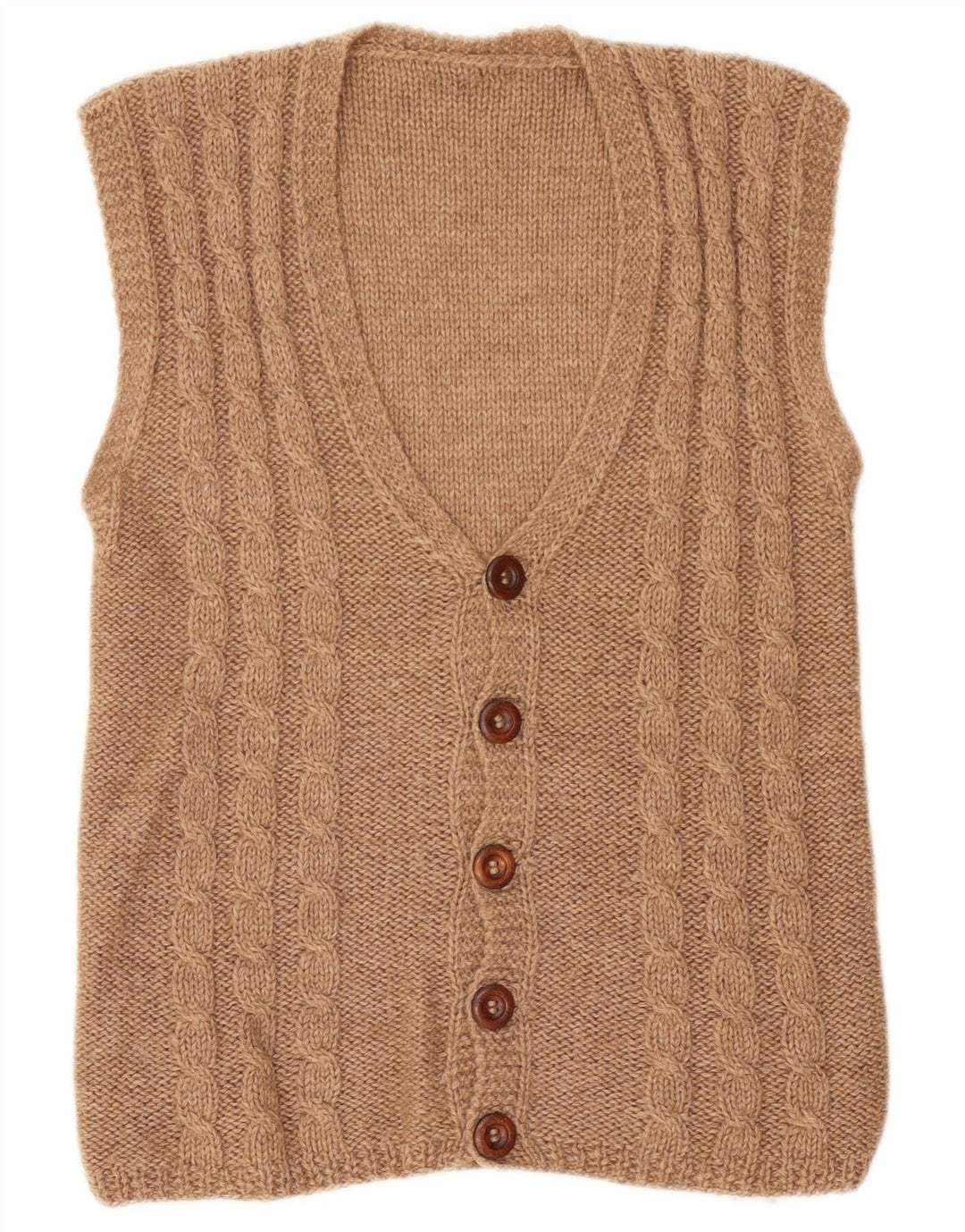 Vintage Herren Ärmelloser Cardigan Pullover Klein Beige
