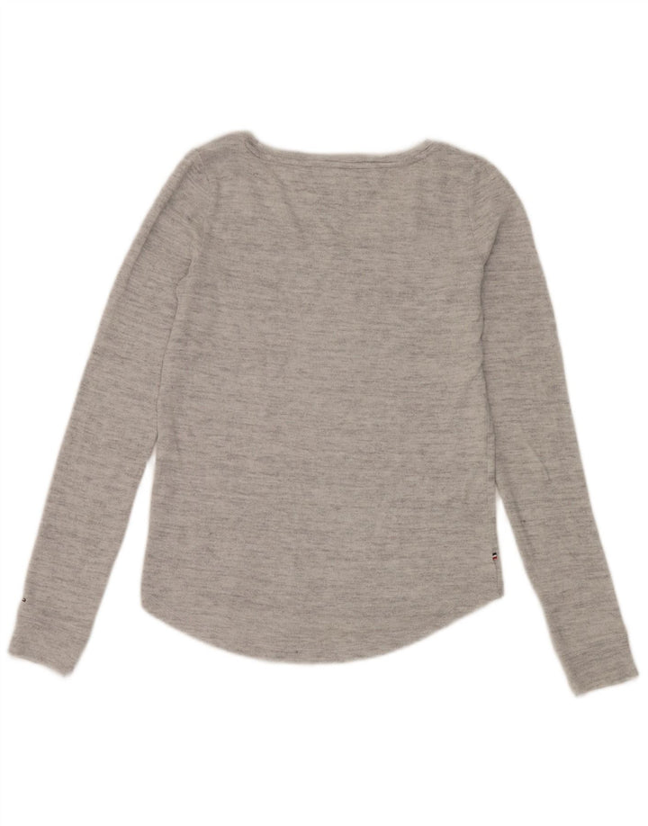 Tommy Hilfiger Damen Top Langarm UK 12 Mittelgrau meliert