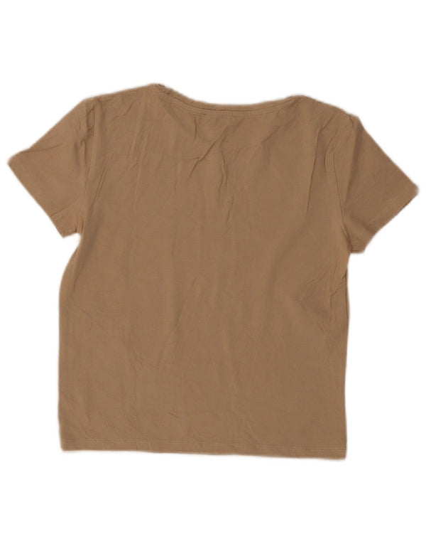 Zara Damen Crop T-Shirt Top UK 8 Small Beige Baumwolle